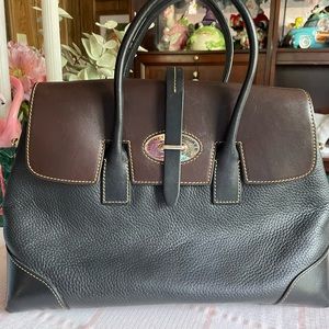 Dooney & Bourke Leather Black Brown Large Elisa Satchel Purse